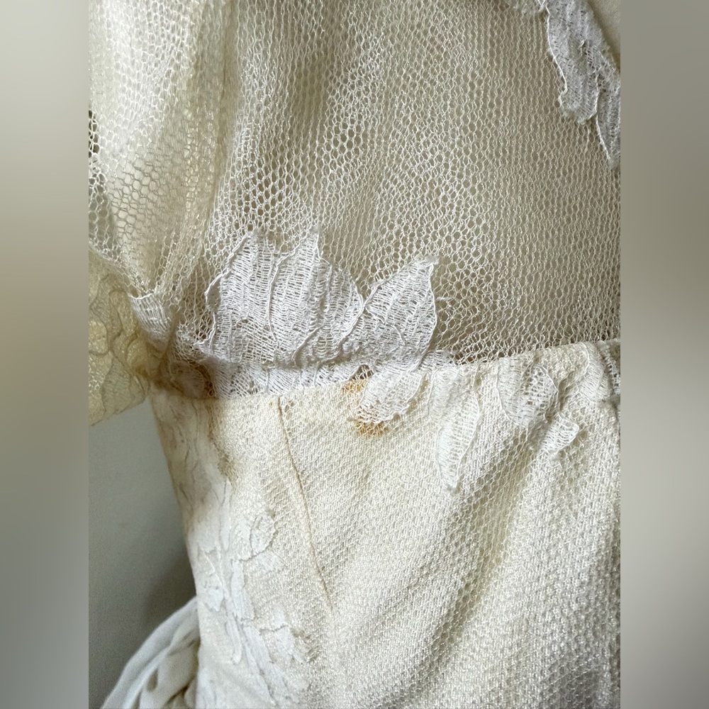 1950’s True Vintage ivory Handmade Wedding gown dress handmade lace - Picture 11 of 13